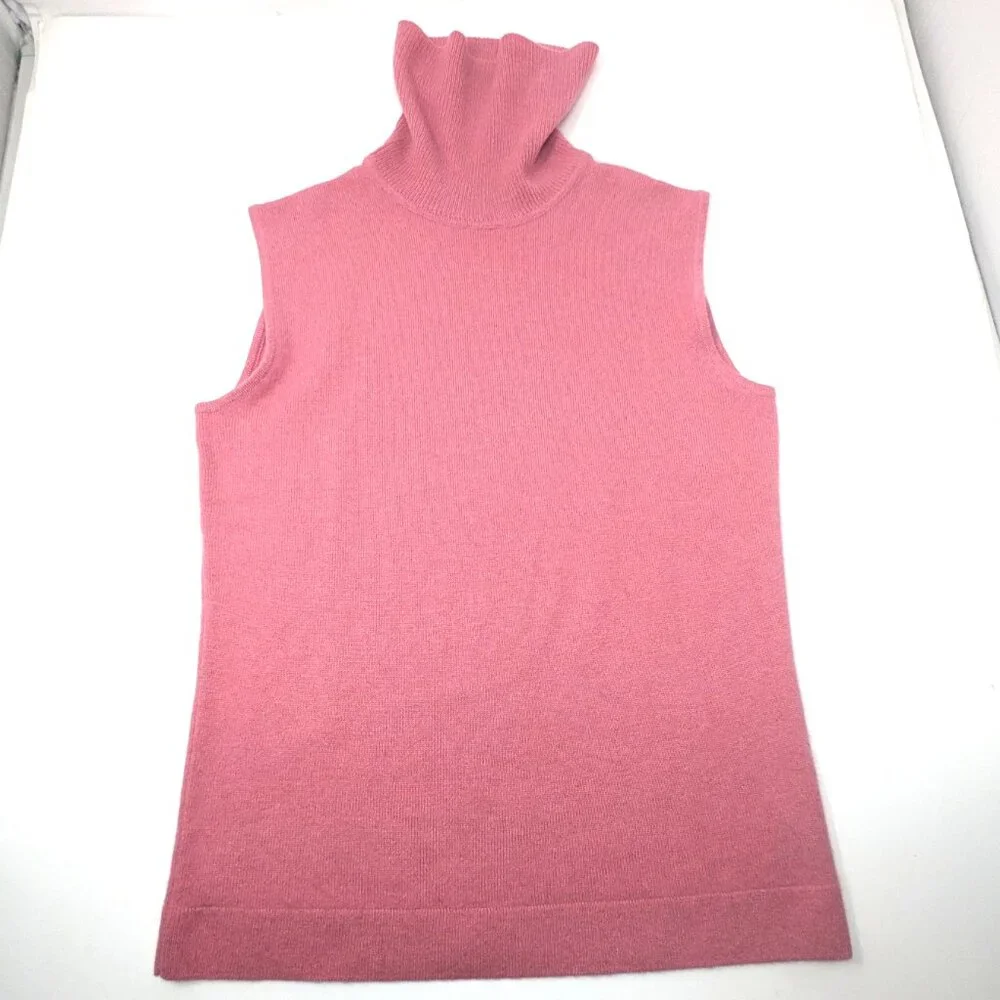 Cashmere Sleeveless Turtleneck Sweater Womans Small Light Salmon Pink Buchman - Picture 5 of 13